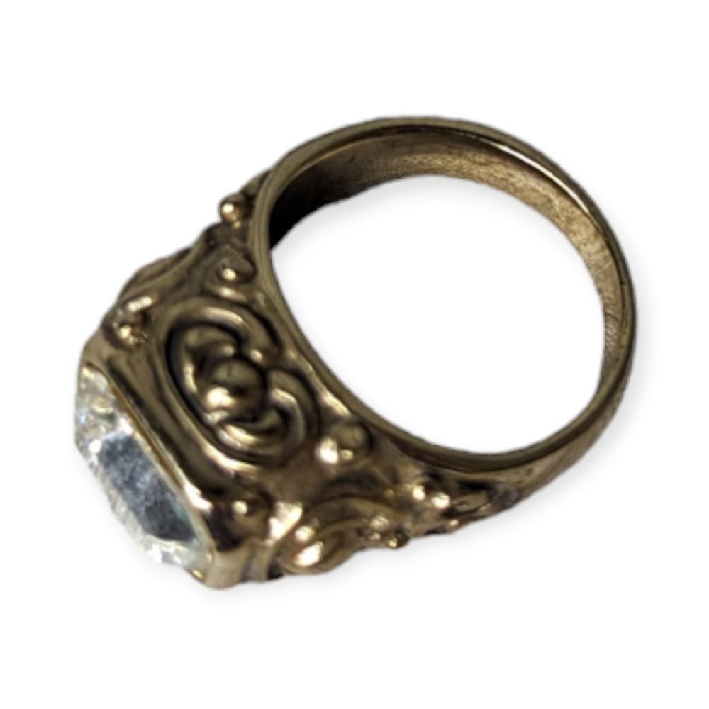 Gold Tone & Large Rhinestone Ring - Picture 7 of 9
